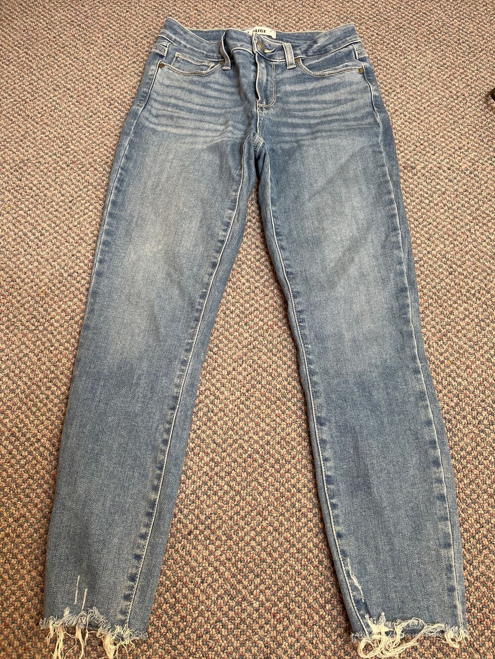 Paige Verdugo Light Wash Raw Hem Crop 26